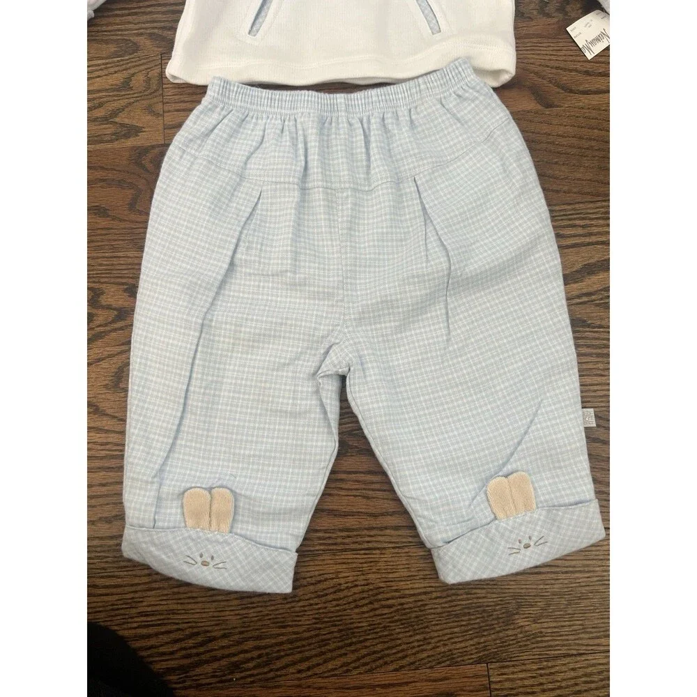 Absorba Baby Boys 2 Pc Bunny Outfit Set Blue White 9M NWT Neiman Marcus